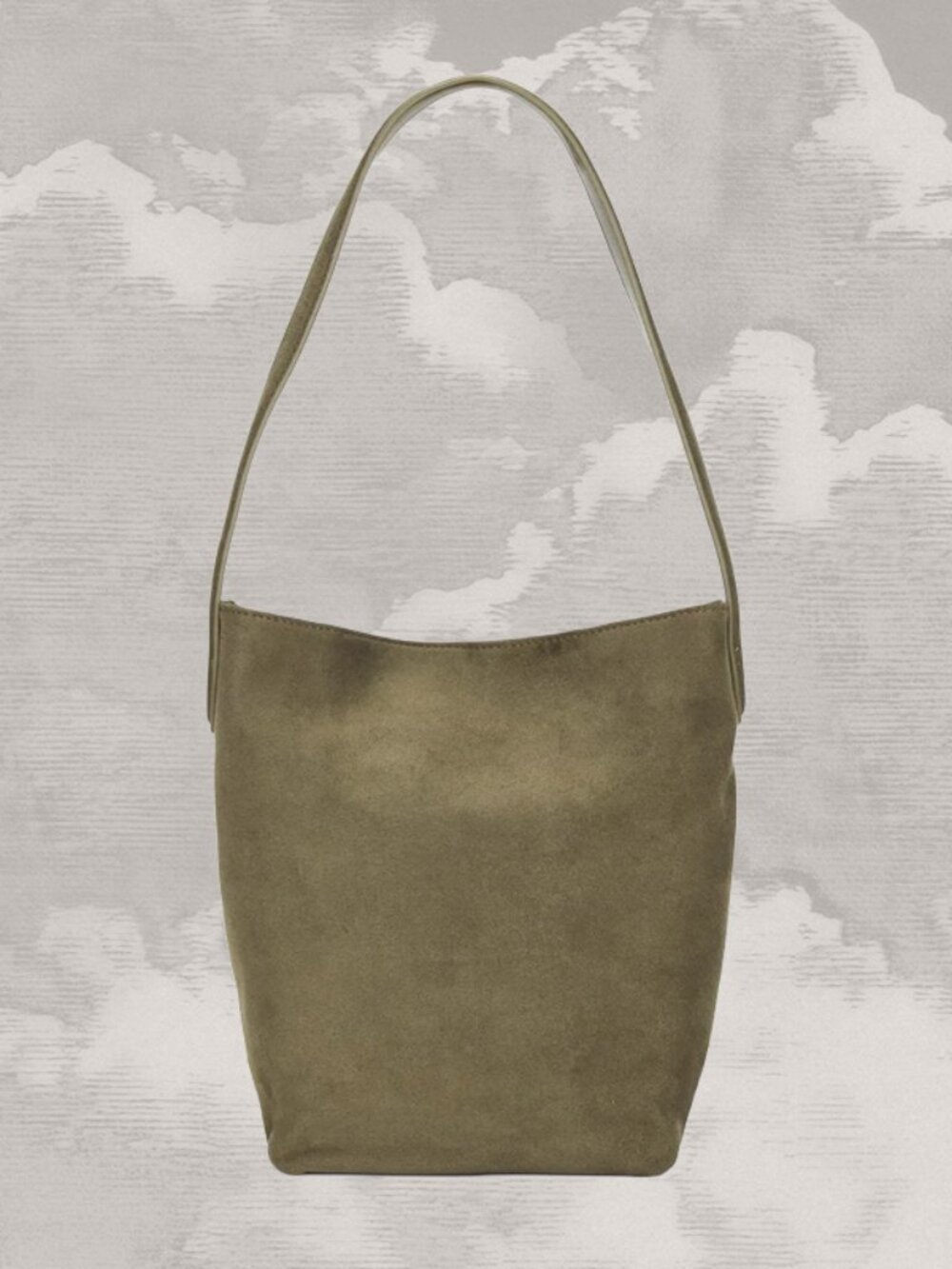 8 OTHER REASONS Nicole Bucket Bag Faux Suede Olive Green Hobo Slouch